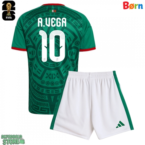 Mexico Alexis Vega #10 Replika Babytøj Hjemmebanesæt Børn VM 2026 Kortærmet (+ Korte bukser)